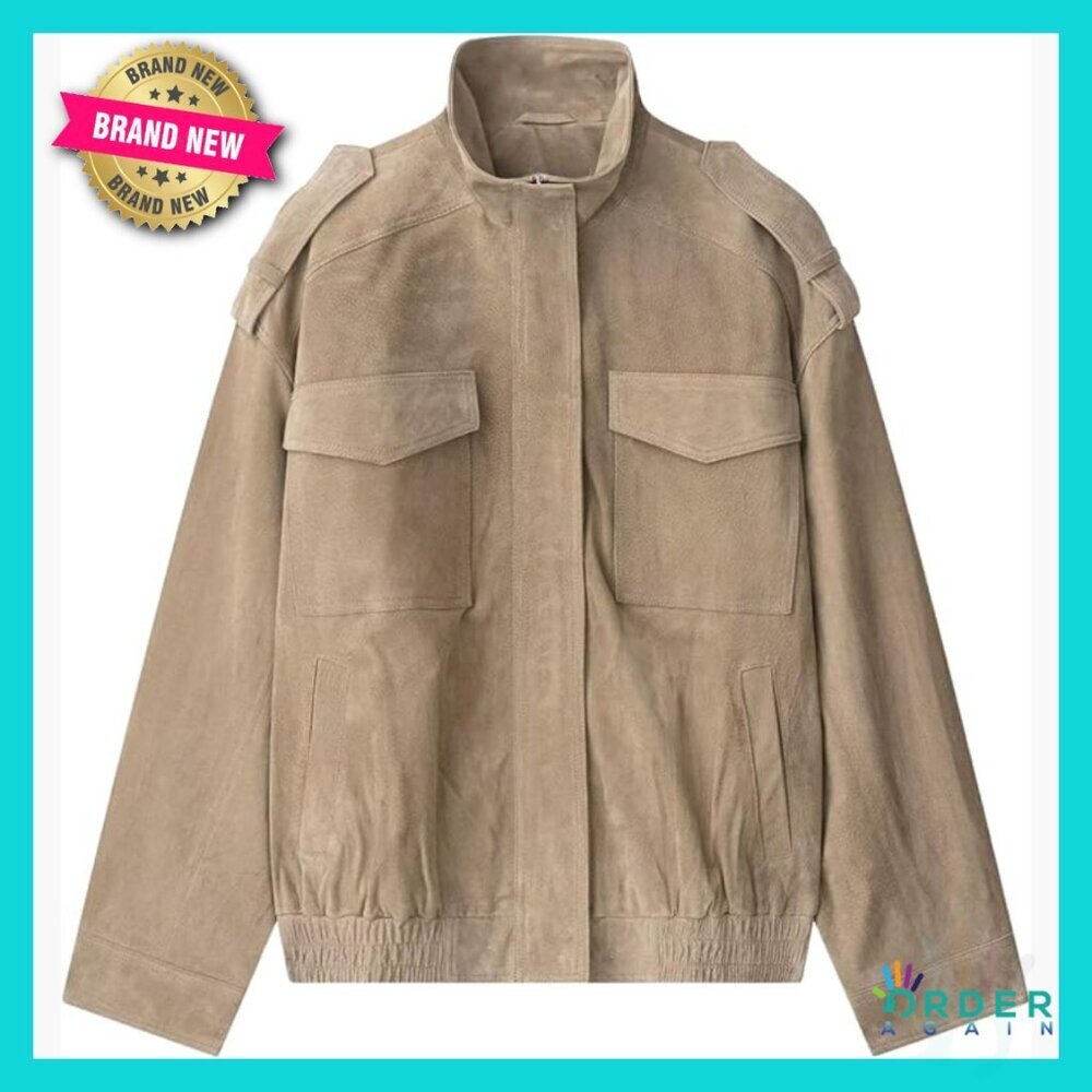 Faux Suede Bomber Jacket Vintage Y2K Oversized Relaxed Fit Zip Up
